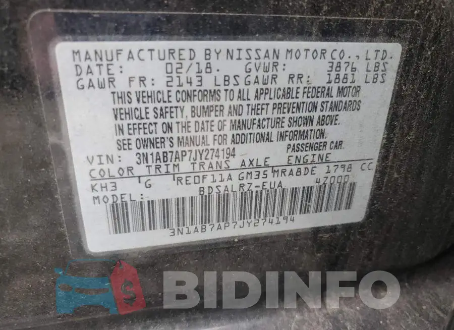 3N1AB7AP7JY274194 Photo# 12