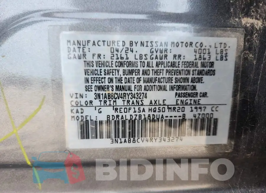 3N1AB8CV4RY343274 Photo# 13