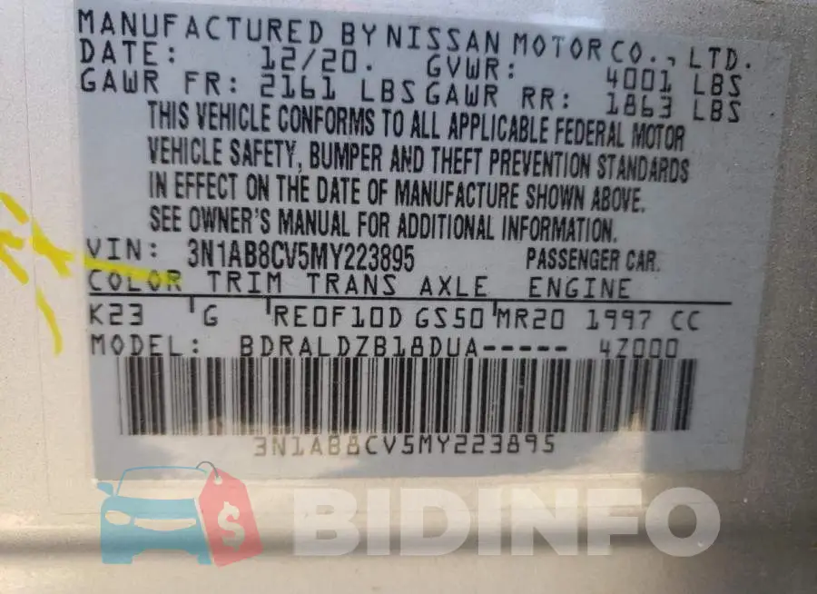 3N1AB8CV5MY223895 Photo# 12
