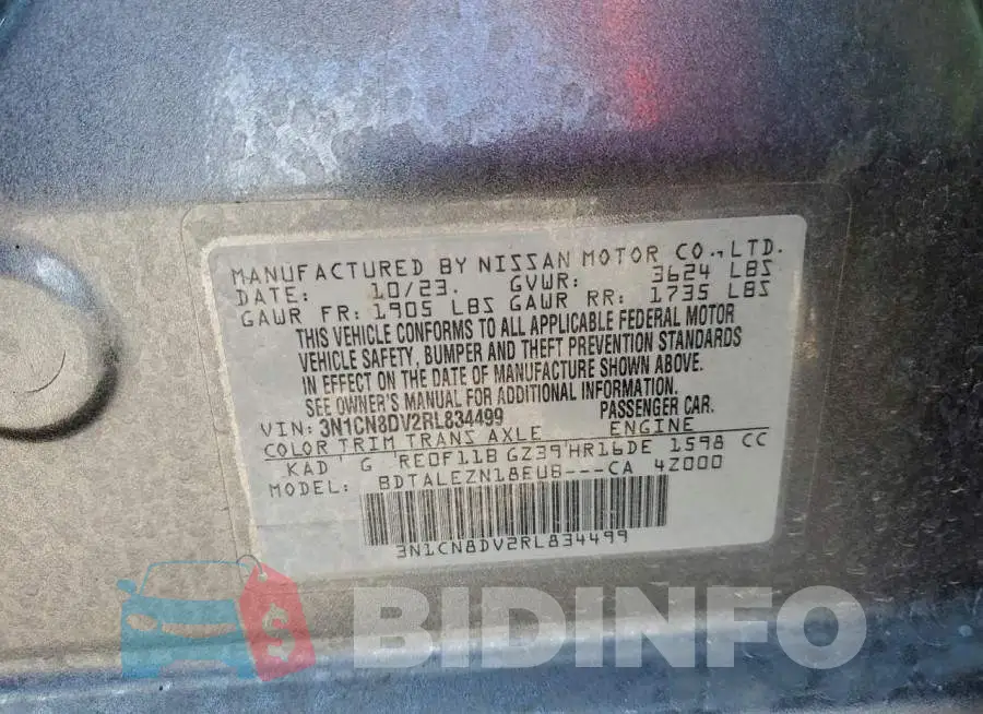 3N1CN8DV2RL834499 Photo# 12