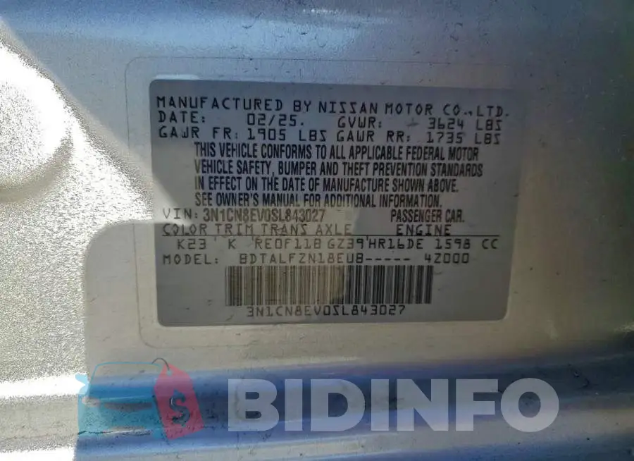 3N1CN8EV0SL843027 Photo# 12