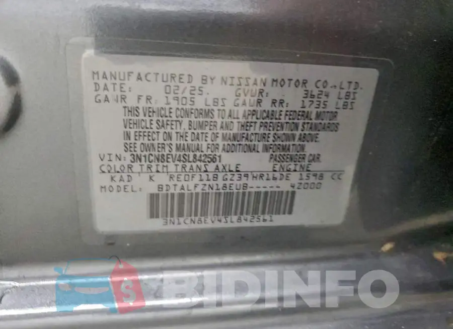 3N1CN8EV4SL842561 Photo# 12