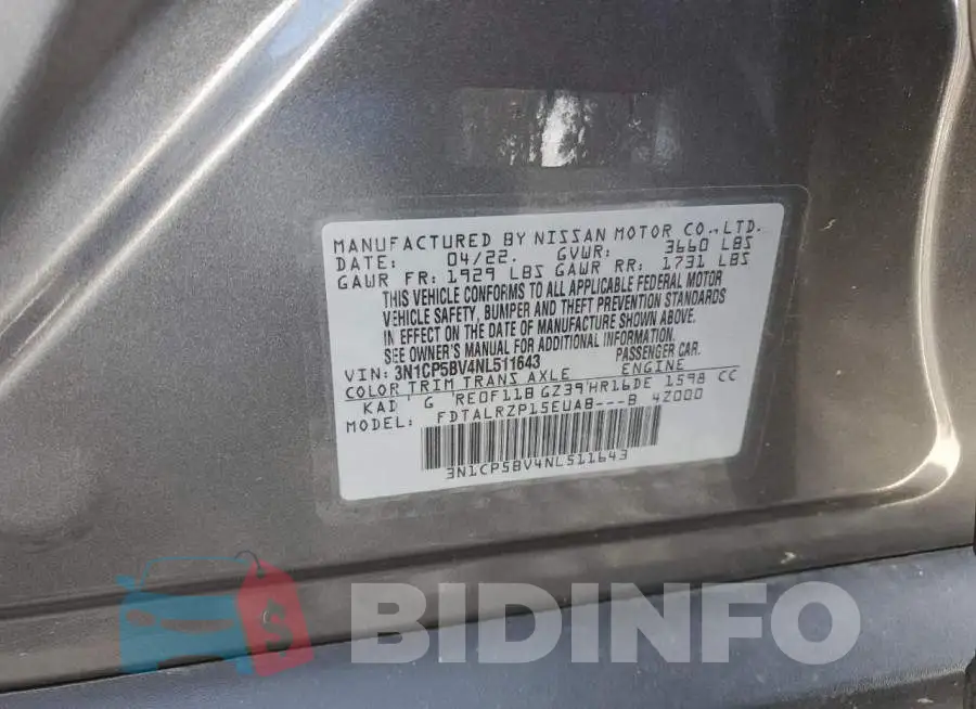 3N1CP5BV4NL511643 Photo# 13