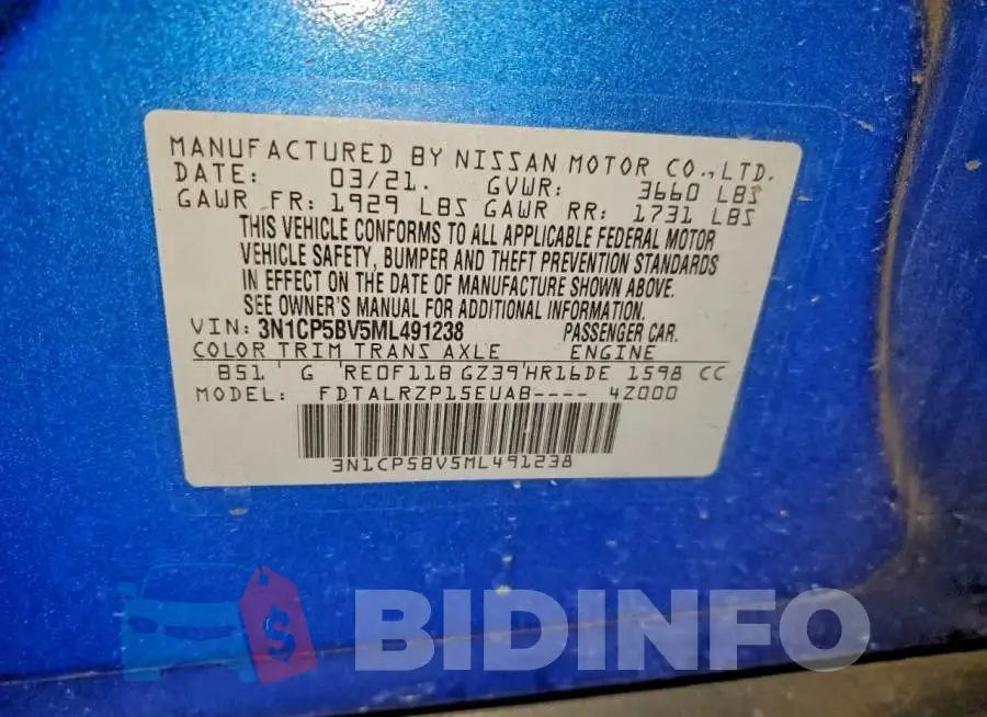 3N1CP5BV5ML491238 Photo# 13
