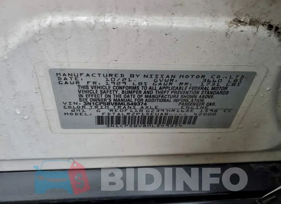 3N1CP5BV8ML549374 Photo# 13