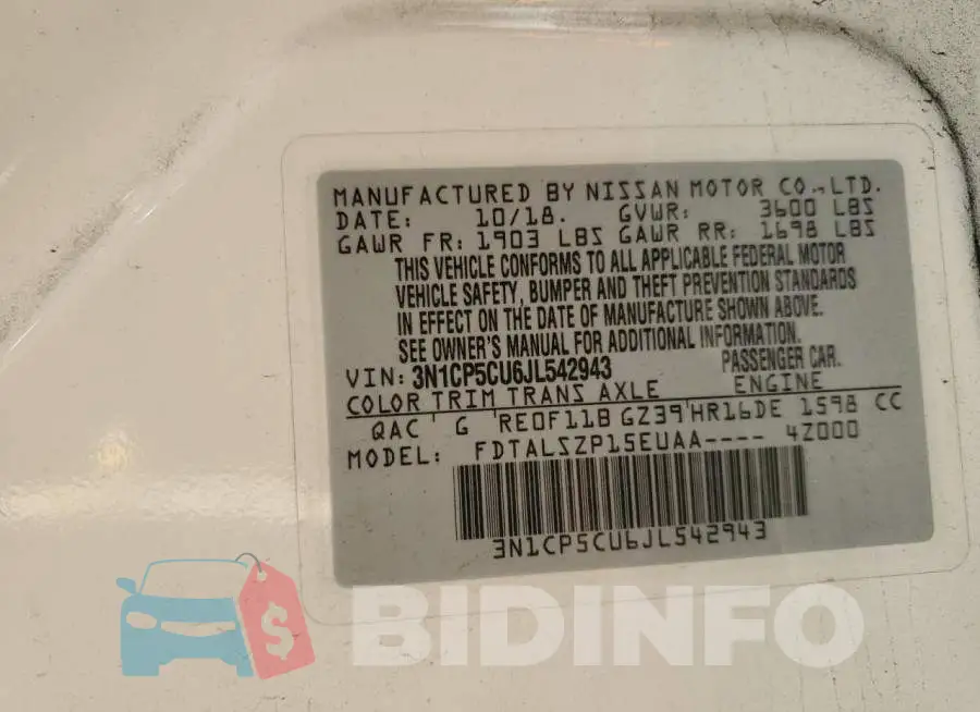 3N1CP5CU6JL542943 Photo# 12