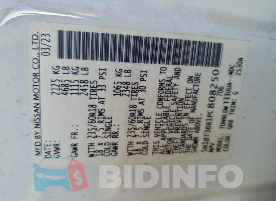 5N1BT3BB1PC808250 Photo# 13