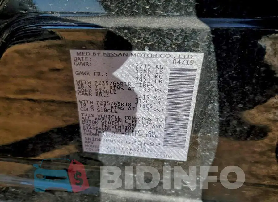 5N1DR2MM5KC623692 Photo# 13