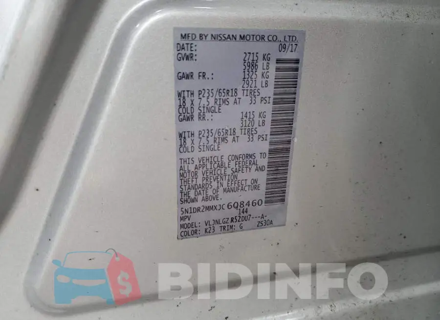 5N1DR2MMXJC608460 Photo# 12