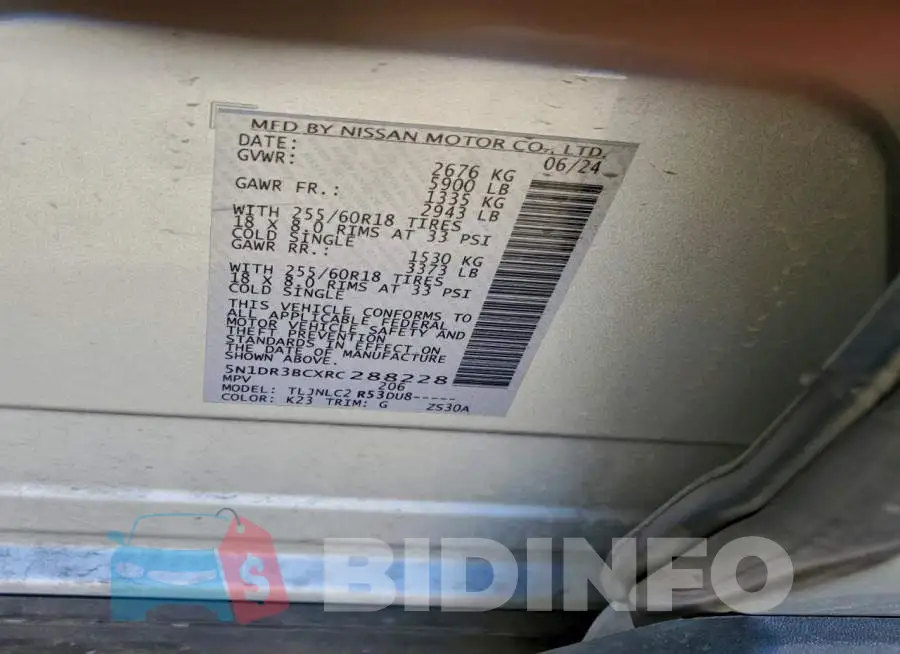 5N1DR3BCXRC288228 Photo# 13