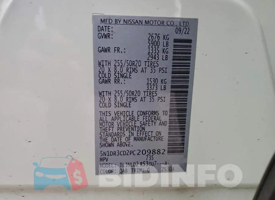 5N1DR3CD2PC209882 Photo# 14