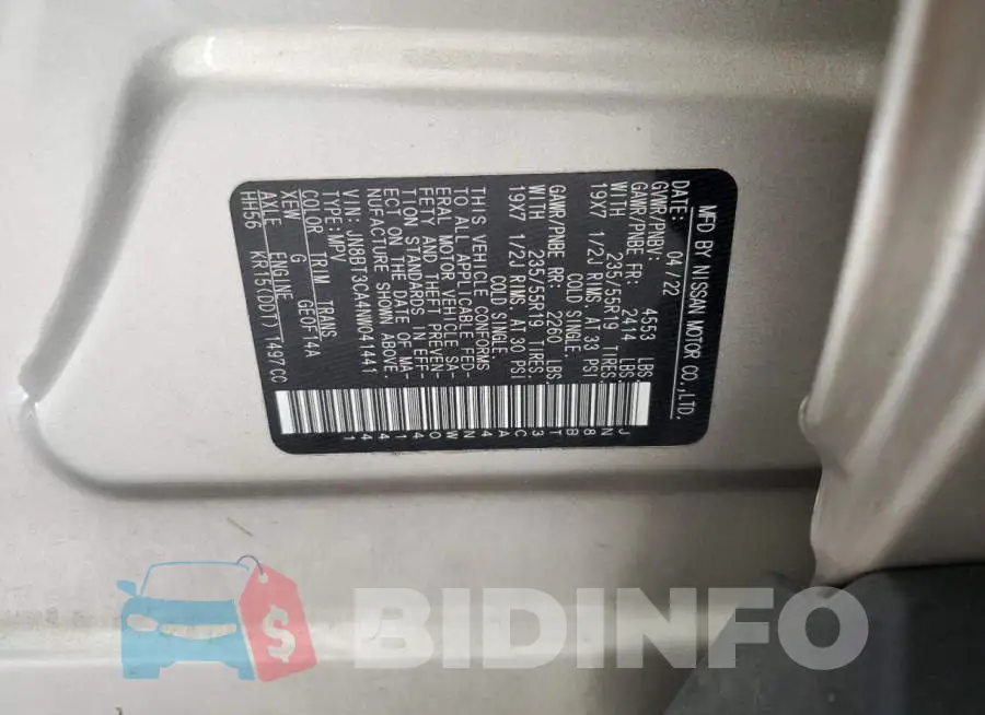 JN8BT3CA4NW041441 Photo# 13