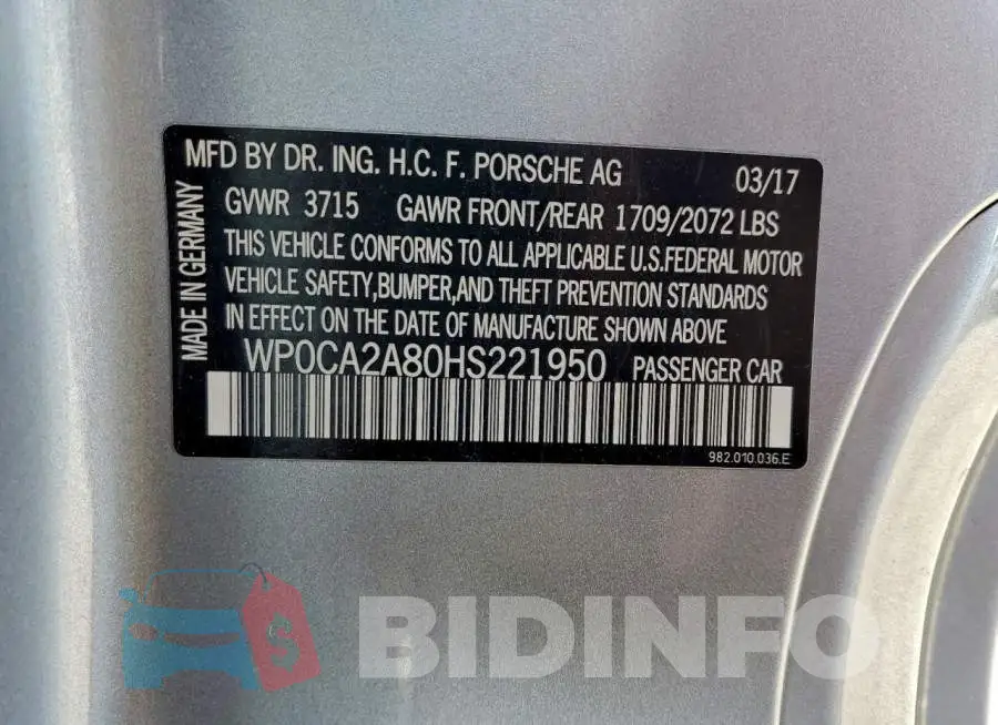 WP0CA2A80HS221950 Photo# 13