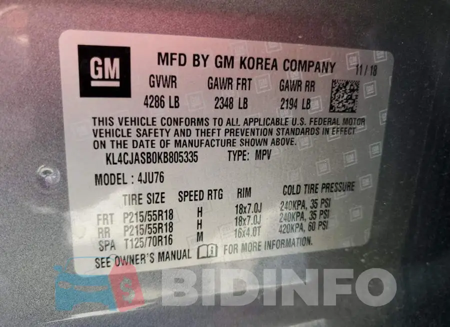 KL4CJASB0KB805335 Photo# 13
