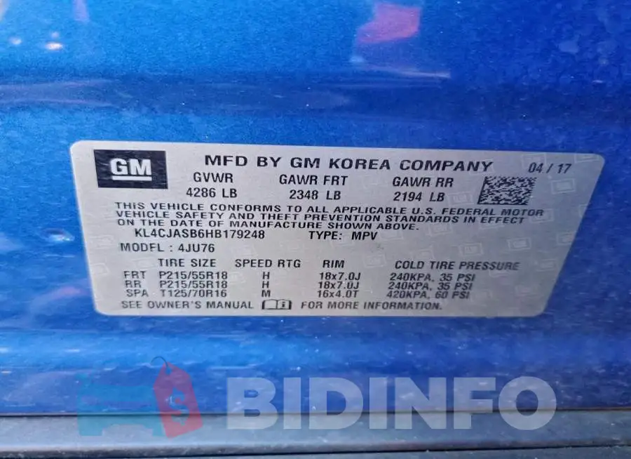 KL4CJASB6HB179248 Photo# 12