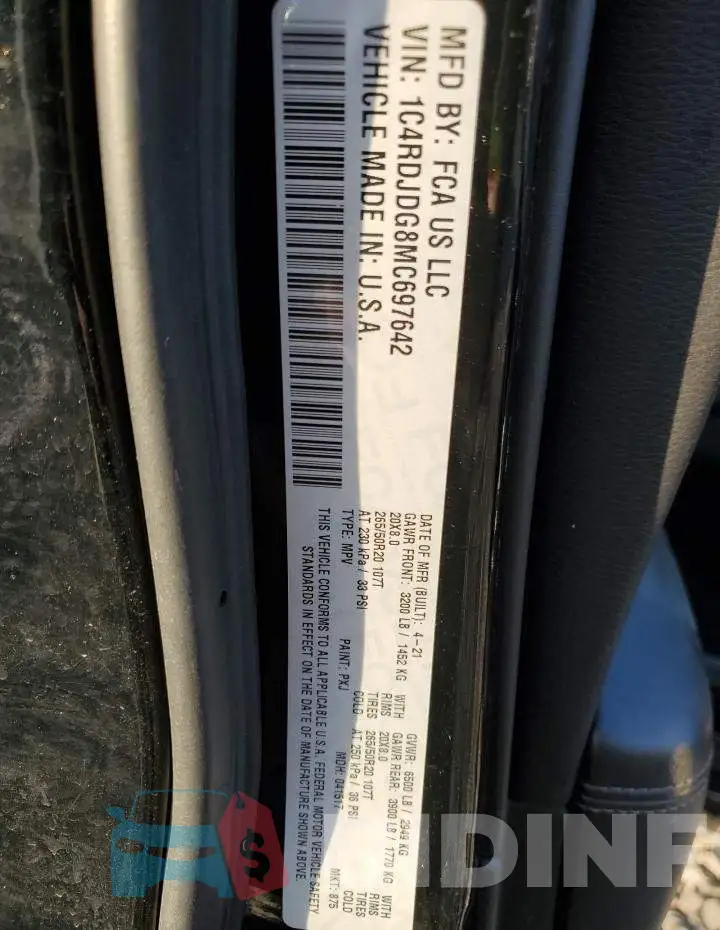 1C4RDJDG8MC697642 Photo# 13
