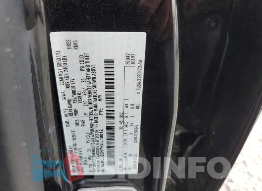 5LMCJ2D97KUL19012 Photo# 12