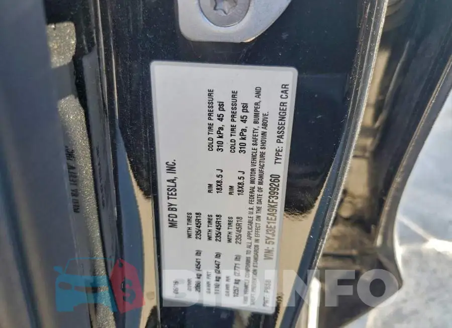 5YJ3E1EA9KF399260 Photo# 12