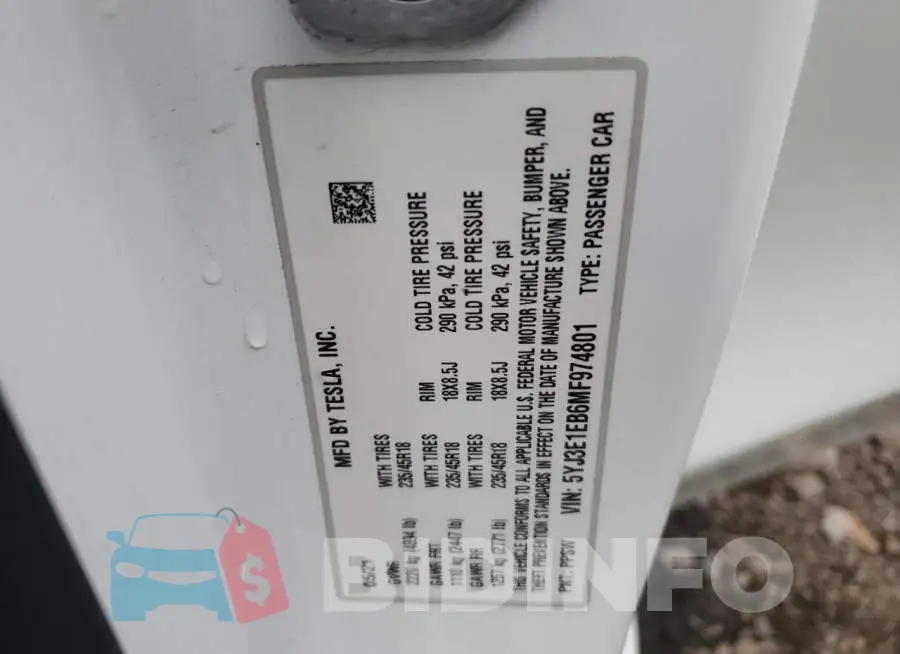 5YJ3E1EB6MF974801 Photo# 12