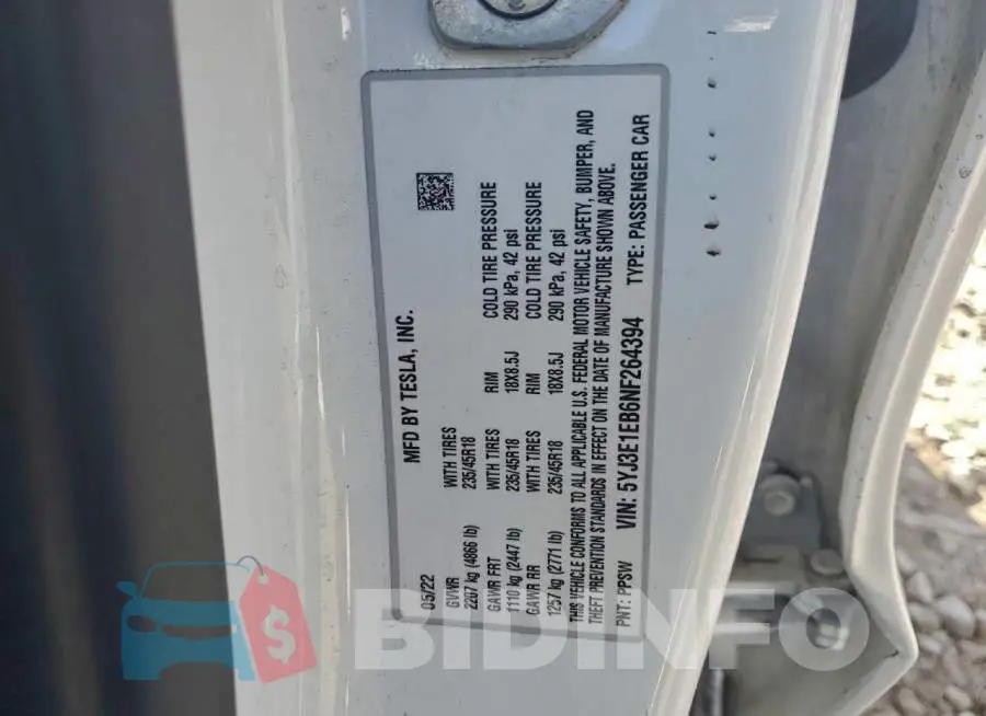 5YJ3E1EB6NF264394 Photo# 13