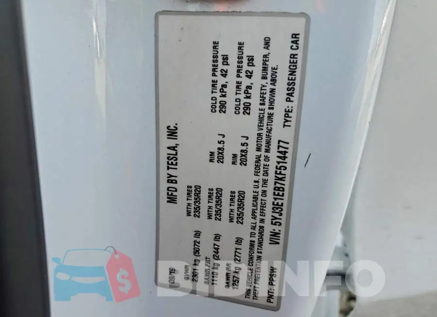5YJ3E1EB7KF514477 Photo# 12