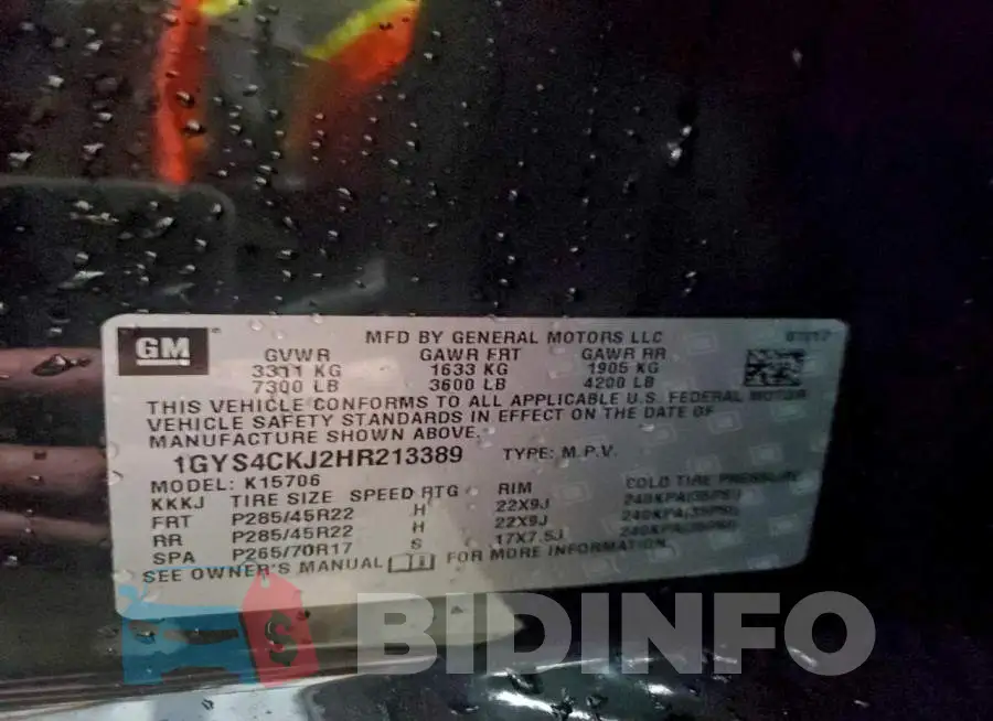 1GYS4CKJ2HR213389 Photo# 13