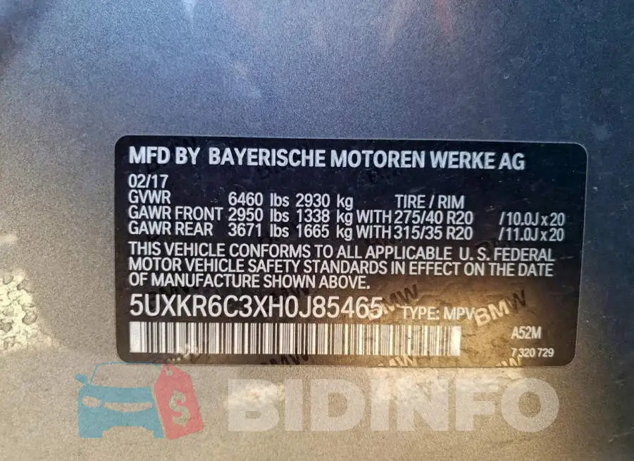5UXKR6C3XH0J85465 Photo# 13