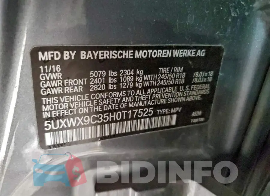 5UXWX9C35H0T17525 Photo# 14