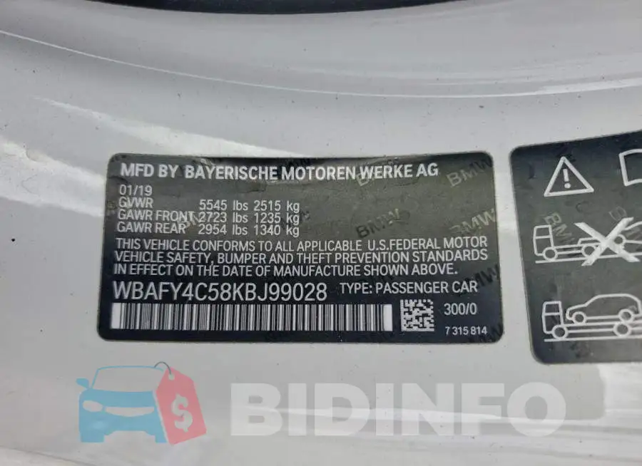 WBAFY4C58KBJ99028 Photo# 13