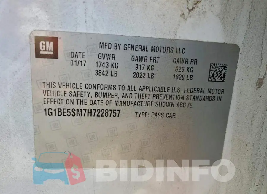 1G1BE5SM7H7228757 Photo# 12