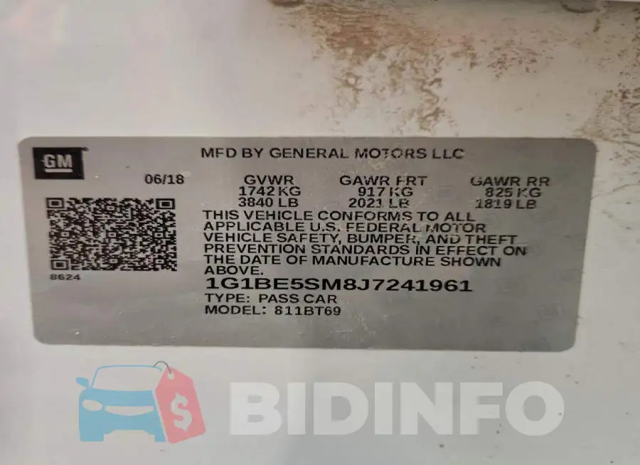 1G1BE5SM8J7241961 Photo# 13