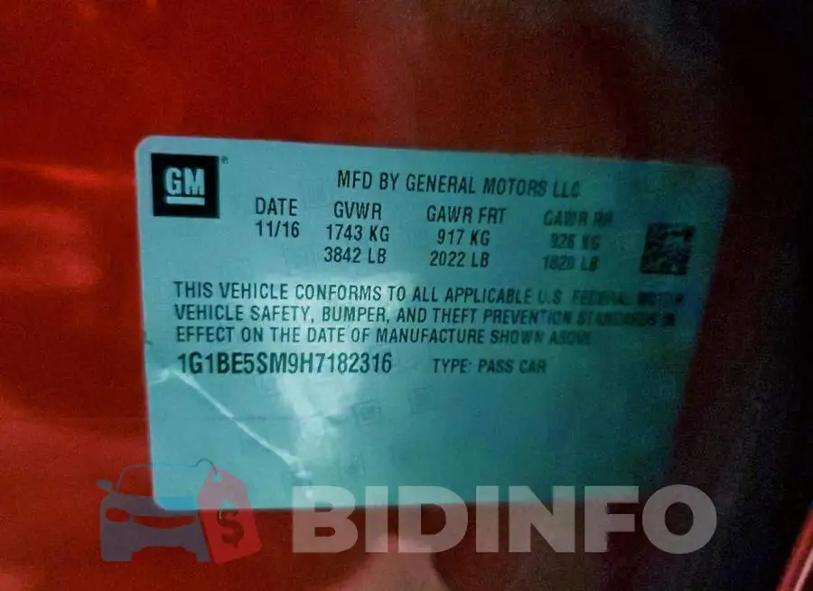 1G1BE5SM9H7182316 Photo# 12