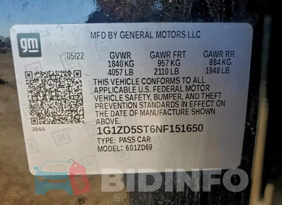 1G1ZD5ST6NF151650 Photo# 12
