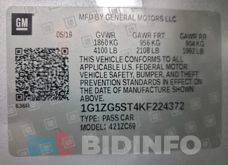 1G1ZG5ST4KF224372 Photo# 12