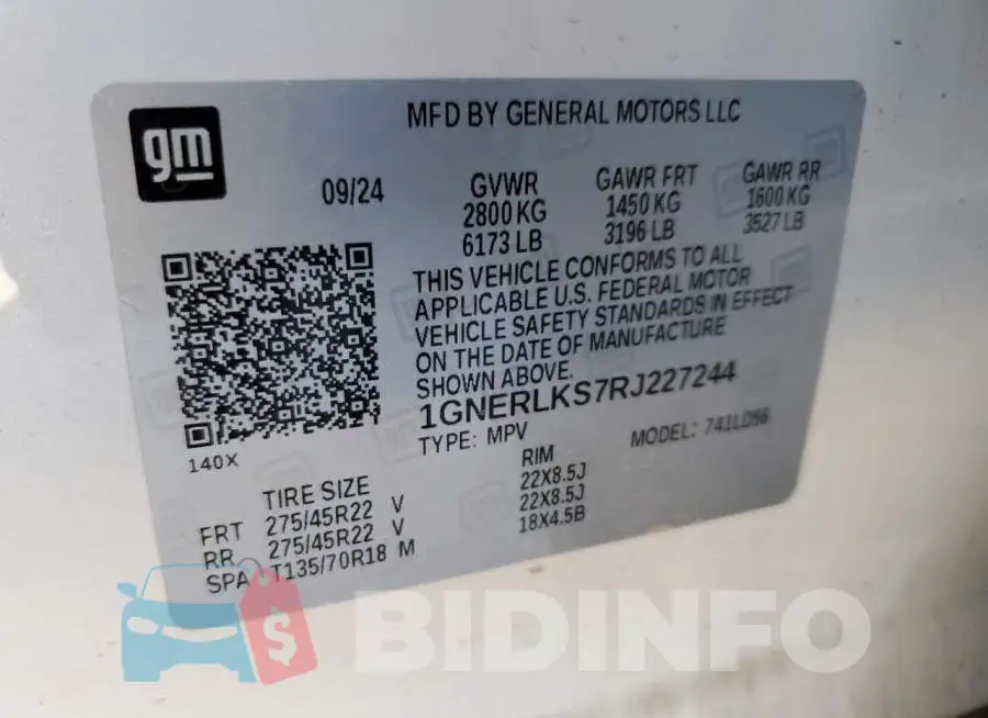 1GNERLKS7RJ227244 Photo# 13