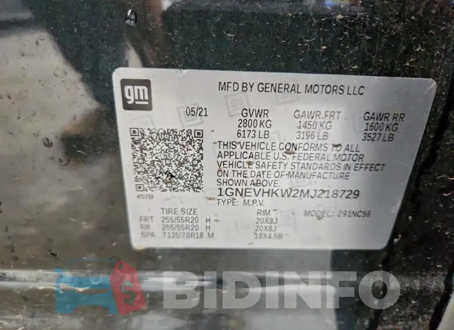 1GNEVHKW2MJ218729 Photo# 13