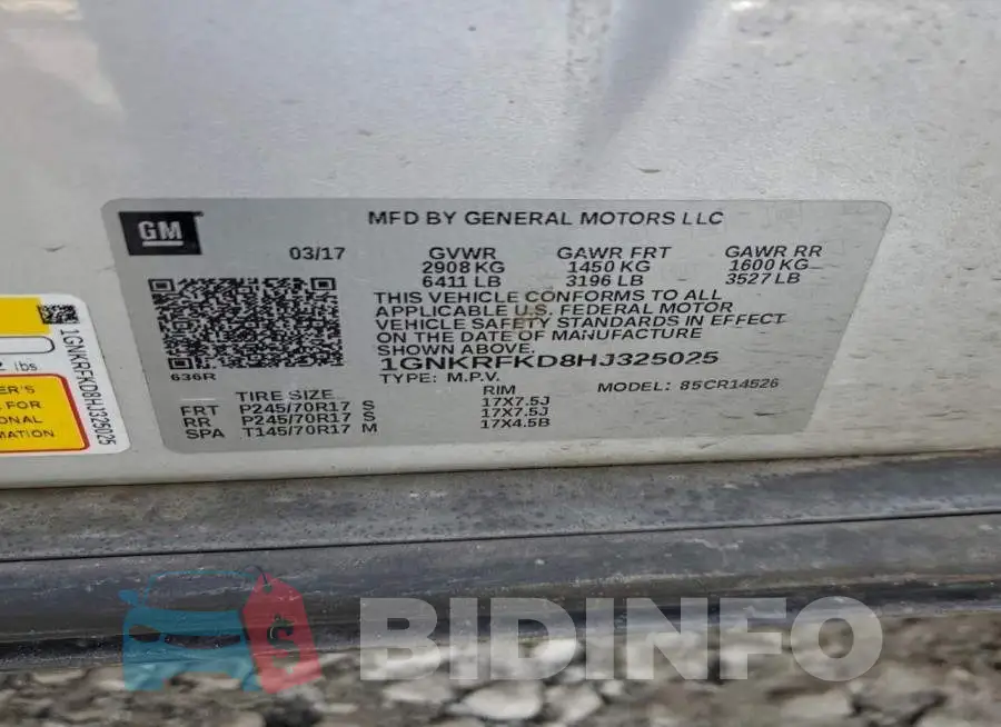 1GNKRFKD8HJ325025 Photo# 13