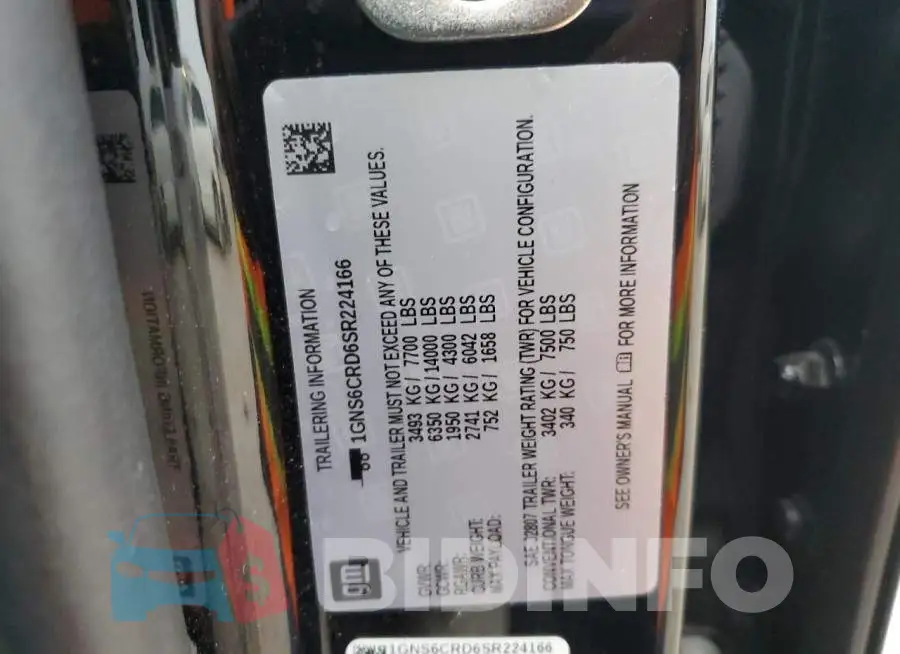 1GNS6CRD6SR224166 Photo# 13