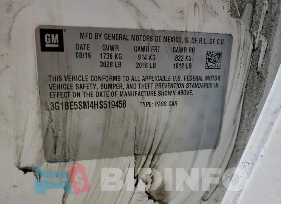 3G1BE5SM4HS519458 Photo# 12