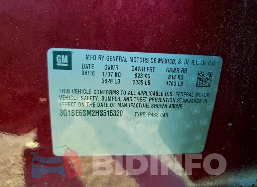 3G1BE6SM2HS515320 Photo# 12