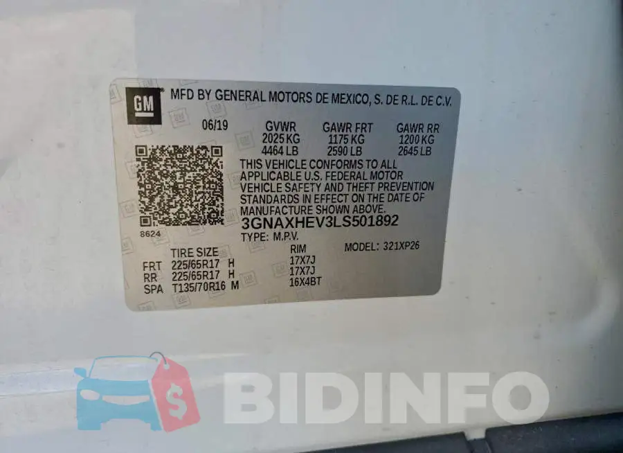 3GNAXHEV3LS501892 Photo# 13