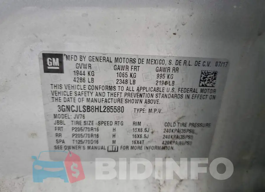 3GNCJLSB8HL285580 Photo# 13