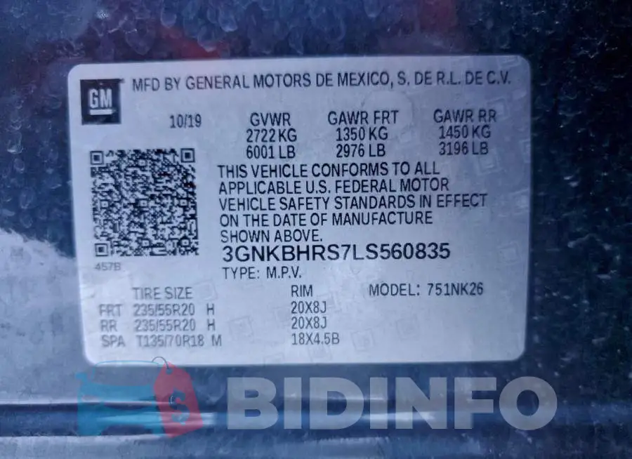 3GNKBHRS7LS560835 Photo# 13