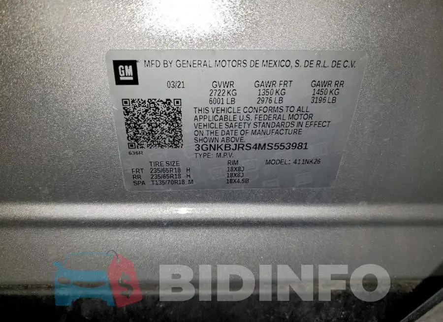 3GNKBJRS4MS553981 Photo# 13