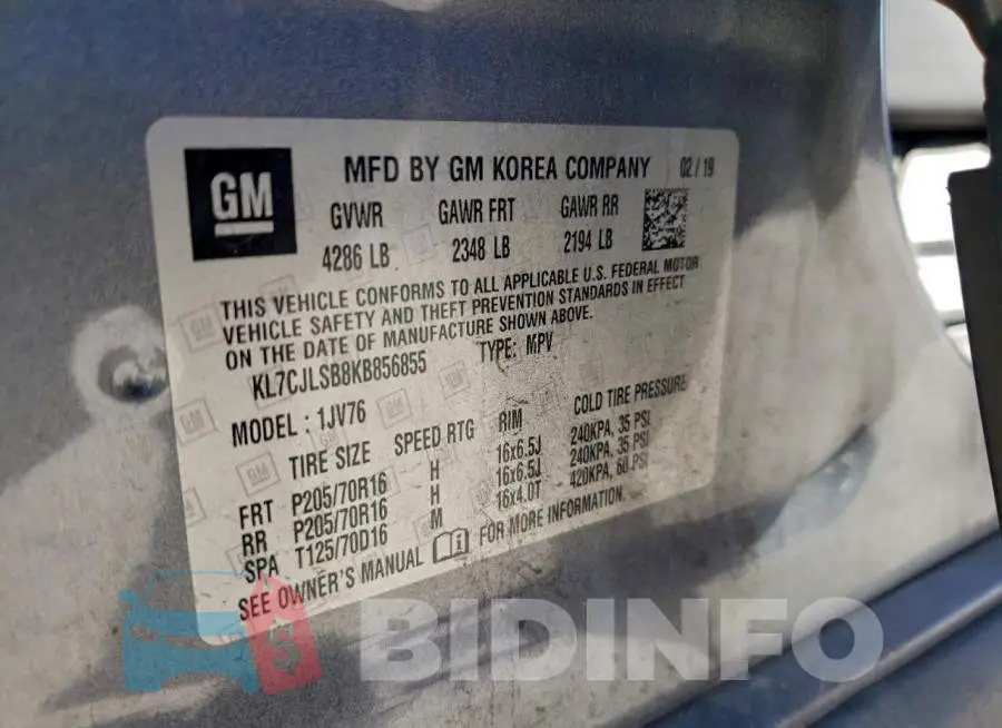 KL7CJLSB8KB856855 Photo# 13