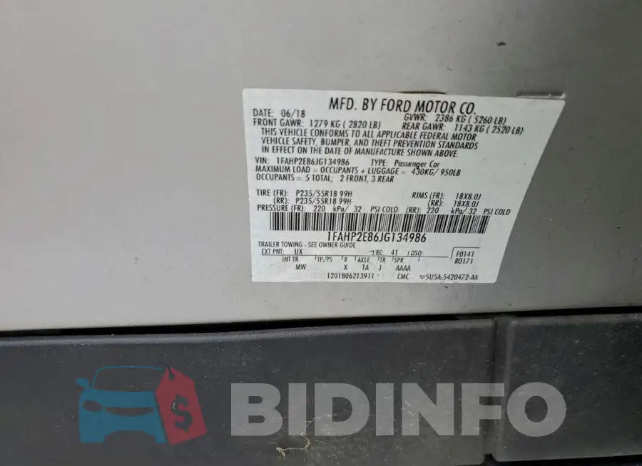 1FAHP2E86JG134986 Photo# 13