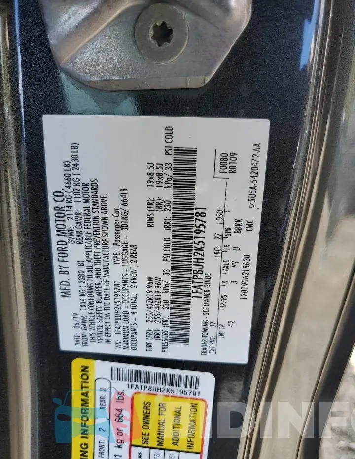 1FATP8UH2K5195781 Photo# 12