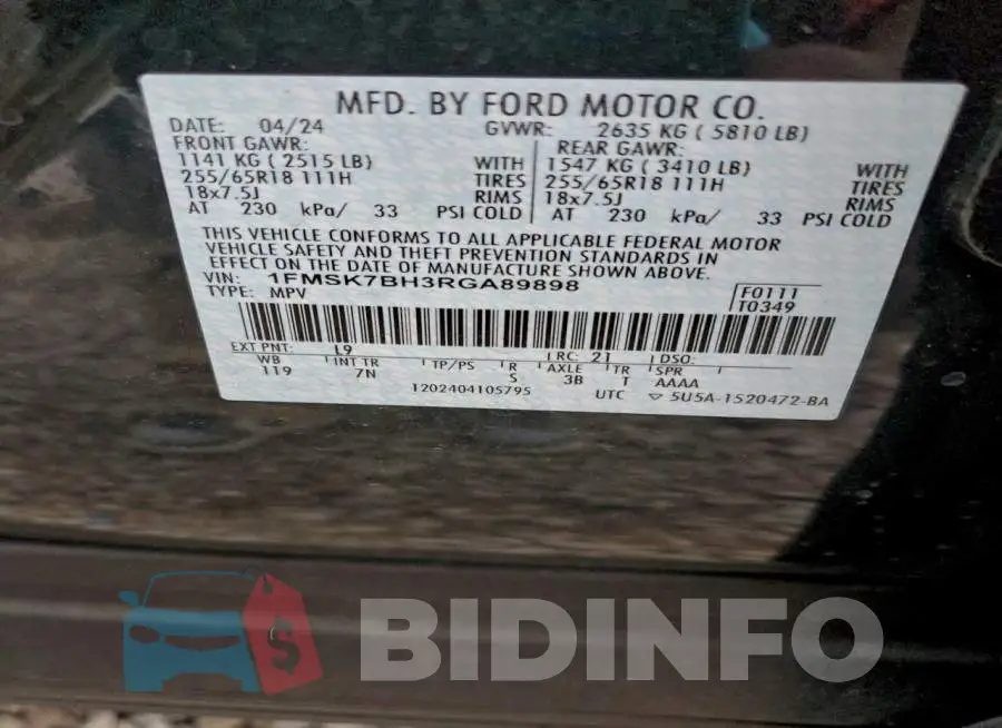 1FMSK7BH3RGA89898 Photo# 13