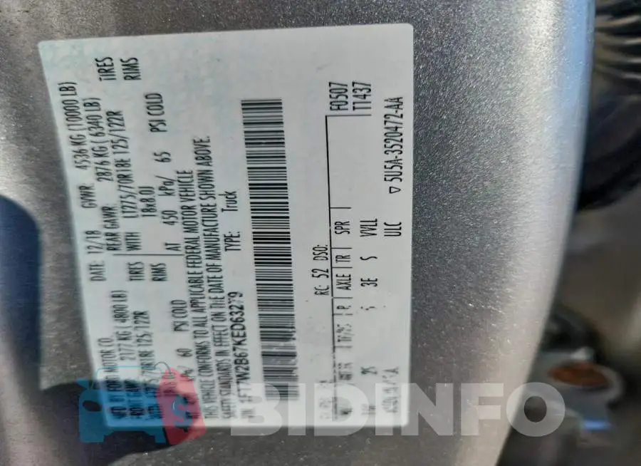 1FT7W2B67KED63279 Photo# 12