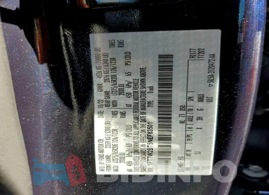 1FT7W2BT5NEF83501 Photo# 12